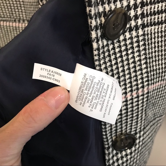 J CREW Black and White plaid blazer. SZ 10 - Picture 5 of 5